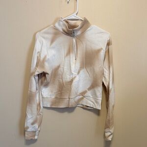 Gianni Bini Cream Half-Zip Cropped Pullover